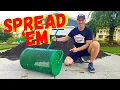 BEFORE YOU BUY A LANDZIE 24 COMPOST PEAT MOSS SPREADER WATCH THIS Plus Seed From LAWN LIFE