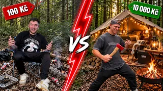 100 VS. 10.000 KČ PŘEŽITÍ PŘES NOC V LESE?!  @DjableeOfficial