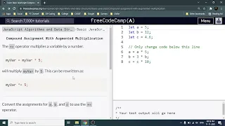 Compound assignment with augmented multiplication and addition 23-24 Basic Javascript