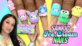 Spring Nail Tutorial: SANRIO ICE CREAM😍💗 Using my NEW Pastel 3D Gels!🌈💅🏻