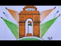 Republic Day Drawing How to Draw India Gate Flag Draw Drawing Sketch