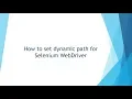 How to set dynamic path for Selenium WebDriver