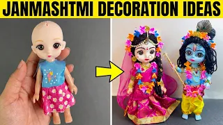 Janmashtmi Decoration Ideas😲/Radha Krishna Dolls Makeover😍