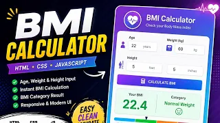 Build A BMI calculator using HTML CSS and JavaScript