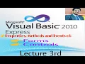 Properties Methods and Events of different objects in Visual Basic