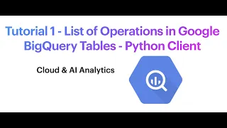 Tutorial 1 - List of Operations in Google BigQuery Tables