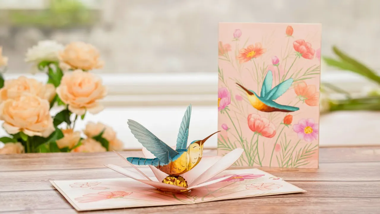 Hummingbird Garden Pop Up Card