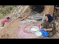 Nomadic Life in a Mountain Cave | Cave House Construction & Traditional Bread Making