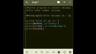 Python program to convert decimal into other number systems