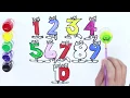 Glitter Number Coloring Pages Learn Colors Learn numbers for Kids Cartoon Number Coloring