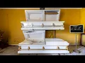 Abandoned Funeral Home With Caskets And Hearse Left Behind