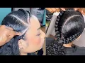 How to make 4 braids look like 2 with added curls Braided Ponytail With Braiding Hair