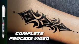 Tribal Wrist Tattoo Black Gel Pen Art Unique Tattoo Design