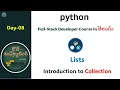 Day08 Python full-stack developer course Collections - Lists Cloud Computing In Telugu