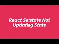 React Setstate Not Updating State