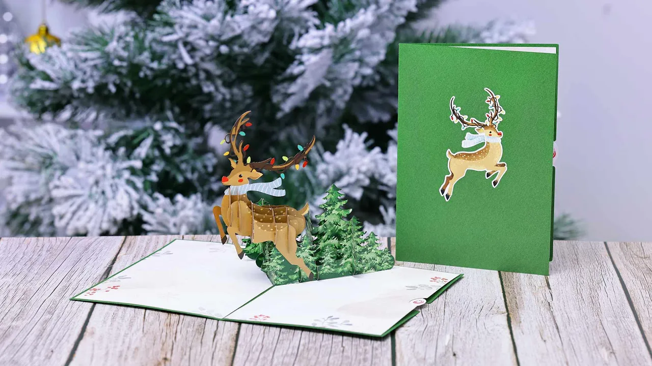 Red Nosed Reindeer pop up card
