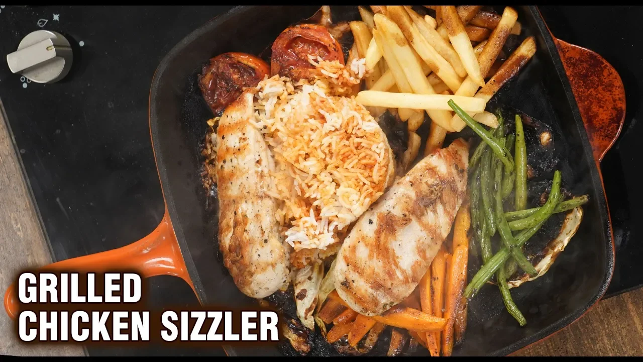 GRILLED CHICKEN SIZZLER   How To Make Chicken Sizzler   Grilled Chicken Sizzler Recipe By Varun