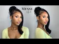 HOW TO Messy Bun Updo Using Seamless Clip Ins Ft Betterlength Hair