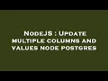 NodeJS Update multiple columns and values node postgres
