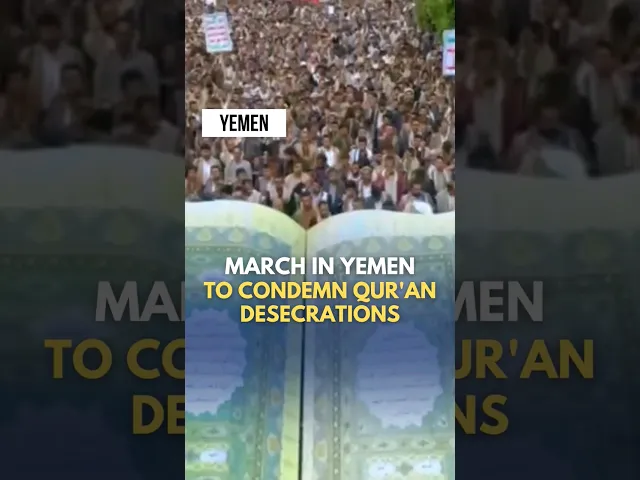 ⁣Millions march in Yemen to protest Quran Burnings Allowed in Sweden