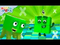 Four Times Tables - Multiplication Challenge Learn to Count for Kids 123 Numberblocks