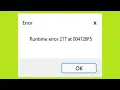 How To Fix Runtime Error Code - 217