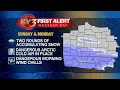 FIRST ALERT WEATHER Dangerously cold Sunday Monday with First Alerts for more snow