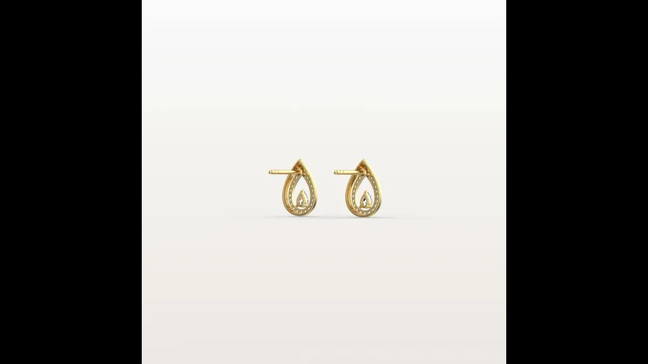 Pavé Teardrop Lab-Grown Diamond Stud Earrings in 14K Gold/Platinum