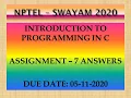 Assignment 7 Introduction to Programming in C NPTEL SWAYAM Week 7 Solutions
