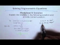 Trigonometric Equations Worksheet 4 Solutions C2 - EDEXCEL