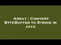 Array Convert ByteBuffer to String in Java