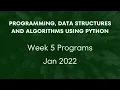 Programming Data Structures And Algorithms Using Python Week 5 Programs Jan - 2022 NPTEL