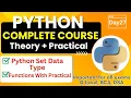 Python Set Data Type Functions of Set Data Python Complete Course for Beginners - Day27