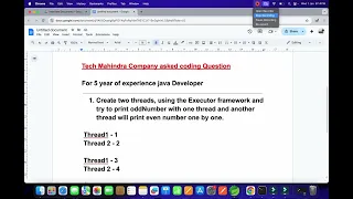 Tech Mahindra Coding Question Print Even Odd Using Two Threads
