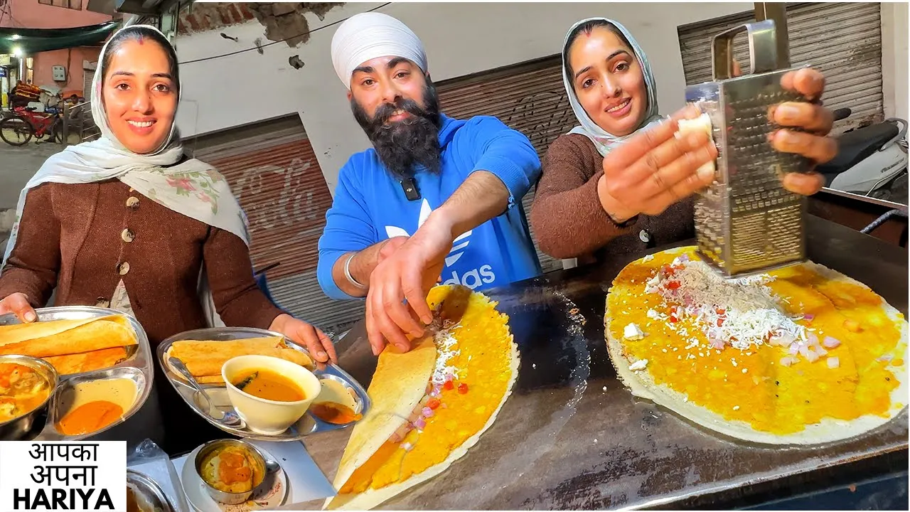 40/- Rs Only   Mr & Mrs Singh sell Indian Street Food   Giant Dosa, Pizza Uttapam, Masala Idli