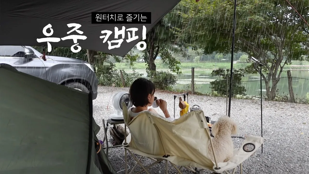 난 우중캠핑 싫은데...😭 비오는날 호수 앞에서 강아지랑 캠핑 ASMR(feat.빗소리) Camping Vlogㅣ안성 용설호수캠핑장 サムネイル