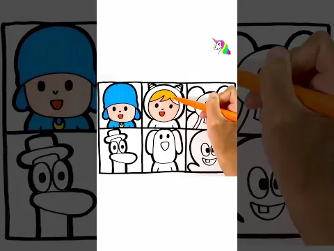 Pocoyo and his friends Drawing for kid #art #coloring #drawing