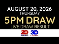 LIVE PCSO Lotto Result Today 5pm August 20 2026 - Ez2 Result and Swertres Result