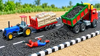 DIY Mini Truck Builds a Smooth Concrete & Asphalt Road | Realistic Mini Construction