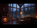 Relax \u0026 study with me Lofi BGM / Rainy☔ and Fireplace Sounds. 🔥