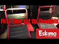 Eskimo Evo 2iT Insulated Thermal Ice Fishing Shelter Overview From First Time Set Up In Garage