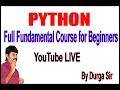 Learn Python Full Fundamental Course for Beginners By Durga Sir