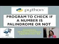 Program to check if a number is Palindrome number or not in Python Python Tutorial in Hindi