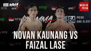 Weigh In Novan Kaunang Vs Faizal Lase | Fight Night 64 One Pride MMA