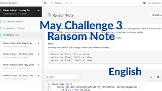May LeetCoding Challenge Day 3 Ransom Note Explanation and Java Solution