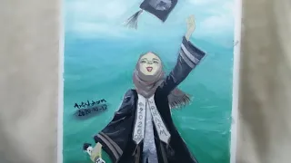 رسم خريجة بالألوان الزيتية      دفعة كورونا دندنها