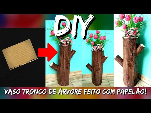 Download MP3 VASO TRONCO DE ÁRVORE FEITO DE PAPELÃO! DIY/RECICLAGEM / TREE TRUNK VASE MADE OF CARDBOARD!