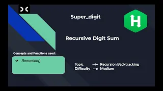 Recursive Digit Sum HackerRank Recursion Interview