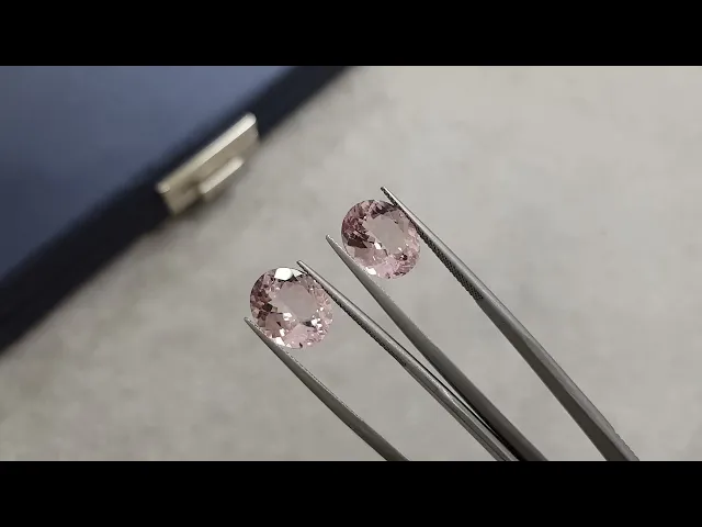 Pair of pink oval cut morganites 8.18 ct Video  № 2