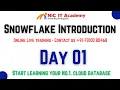 Snowflake Introduction Day 01 Snowflake tutorial for beginners